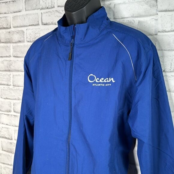 Ocean Atlantic City Blue Medium Weight Windbreaker Jacket Size Large - Picture 2 of 4